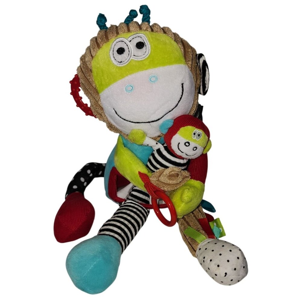 Dolce Monkey Mom and Baby Sensory Toy 15 Inch Plush Stuffed Animal Rattle Chenil